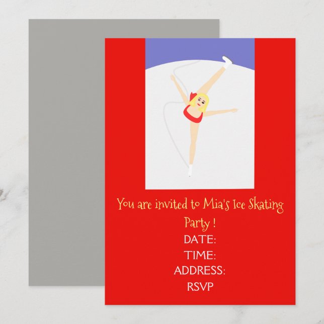 Convites Menina ou tenra festa de gelo (Frente/Verso)