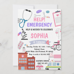 Convites Menina Personalizada Enfermeira Médico Aniversário