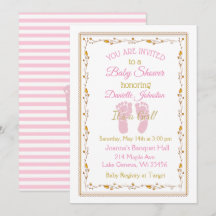 Menina Personalizada Rosa e Chá de fraldas Dourado