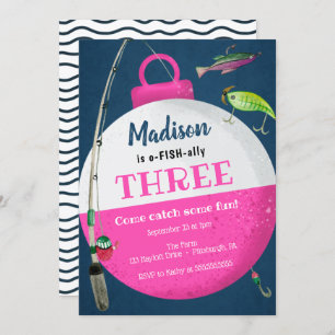 Convites Menina Pescarando O-FISH aliado Aniversário
