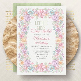 Convites Menina primeiro aniversario Miss Um Maravilhoso Fl