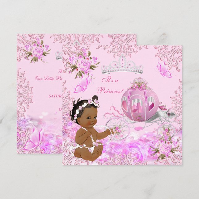 Convites Menina Princesa Churrasco Rosa Carruagem Étnica (Frente/Verso)