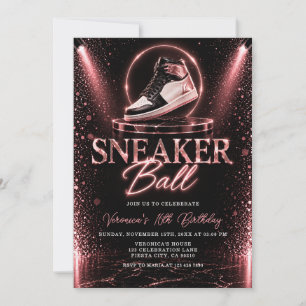 Convites Menina Rosa dourado glamour 16º aniversário sneake
