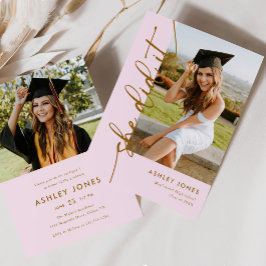 Convites Menina Rosa E Dourada Ela Fez A Graduação Fotográf