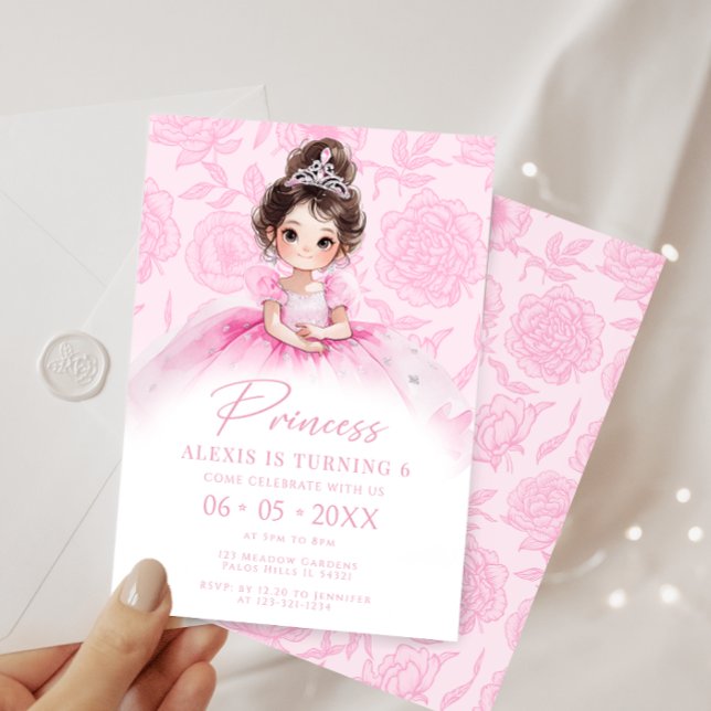 Convites Menina Rosa Princesa Real Birdinha (Criador carregado)