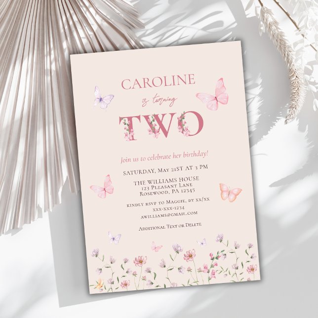 Convites Menina Rosa Segundo Aniversário (Criador carregado)