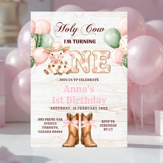 Convites Menina Rosa Vaquejada Rodeio Aniversário de 1 ano (Criador carregado)