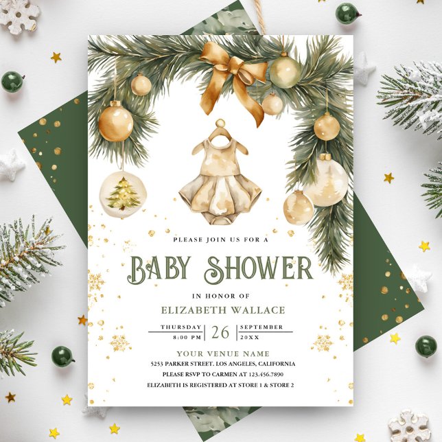 Convites Menina Rústica Boho Inverno Natal Chá de Bebê (Criador carregado)