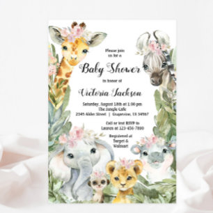 Convites Menina Safari Baby Shower