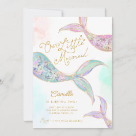 Convites Menina Sereia Sob O Segundo Aniversário Do Mar