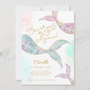 Convites Menina Sereia Sob O Segundo Aniversário Do Mar