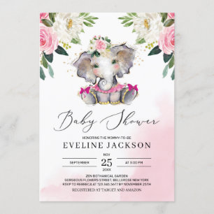 Convites Menina solitária tutu bailarina, bebê elefante boh
