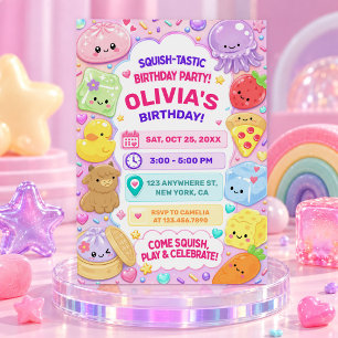 Convites Menina Squishy Fofa Kawaii Festa de Aniversário Co