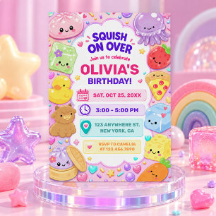Convites Menina Squishy Fofa Kawaii Festa de Aniversário Co