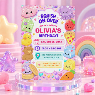 Convites Menina Squishy Fofa Kawaii Festa de Aniversário Co