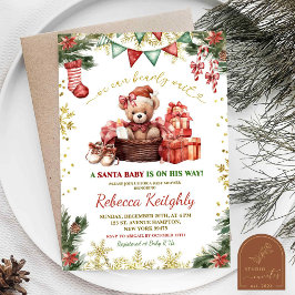 Convites Menina Urso de Natal Chuvada de Bebê Santa Baby Sh