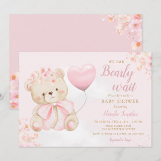 Convites Menina Urso Teddy Boho Rosa Mal Podemos Esperar Ch
