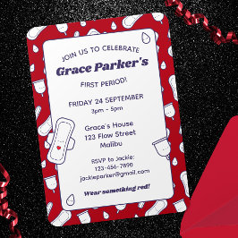 Convites Menina Vermelha Menstrual Vermelha Festa de Primei