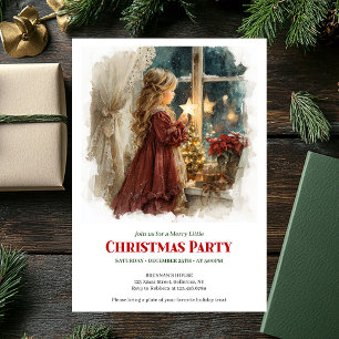 Convites Menina Vitoriana Clássica Esperando o Papai Noel D