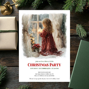 Convites Menina Vitoriana Festiva Esperando o Papai Noel 
