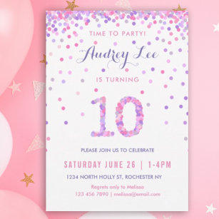 Convites Meninas 10º aniversário Décimo aniversário Festa C