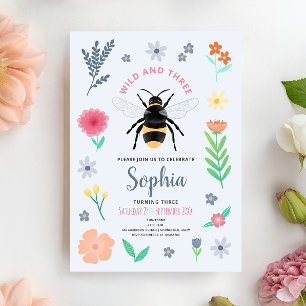 Convites Meninas Abelha Doce Flor Silvestre Selvagem e Três