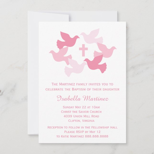Convites Meninas Baptism Bebê Dedicação Primeira Santa Comu (Frente)