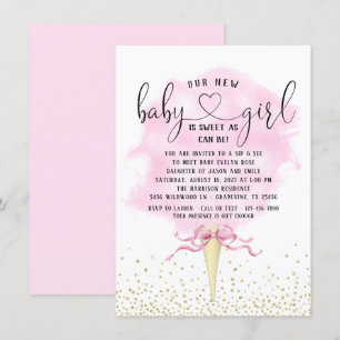 Convites Meninas Bebem e Veem Algodão Doce Rosa Dourado Chá