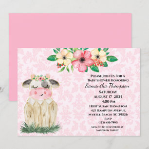 Convites Meninas bonitas, cor-de-rosa, Chá de fraldas de V
