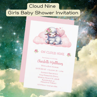 Convites Meninas bonitas Nuvem Nine 9 Chás de fraldas