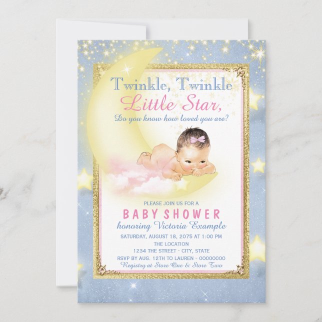 Convites Meninas Brilham Brilham Estrelinha Baby Shower (Frente)