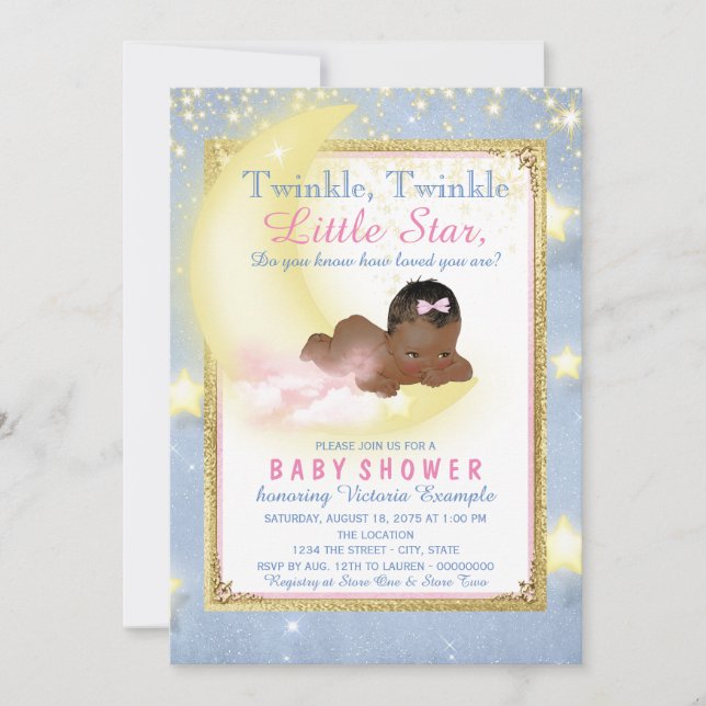 Convites Meninas Brilham Brilham Estrelinha Baby Shower (Frente)