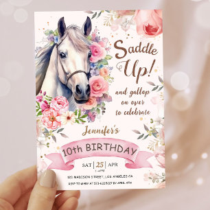 Convites Meninas Cavalo 10º Aniversário As Flores De Sangue