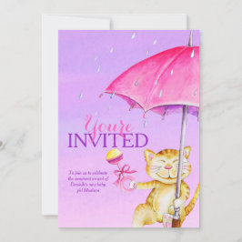 Convites Meninas chá de fraldas guarda-chuva com galinha