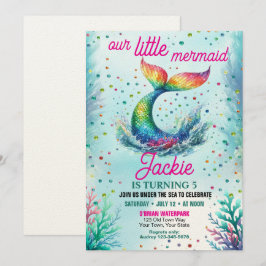 Convites Meninas Coloridas Nossa Pequena Sereia Aniversário