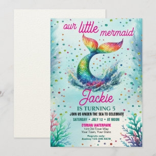 Convites Meninas Coloridas Nossa Pequena Sereia Aniversário