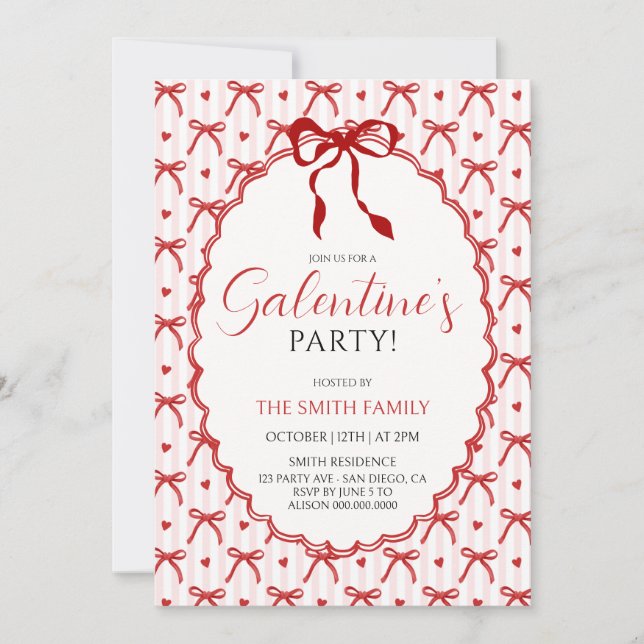 Convites meninas da festa de Galentine (Frente)