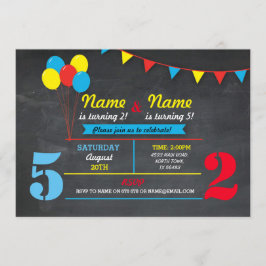 Convites Meninas de Aniversário de Cores Primárias Qualquer