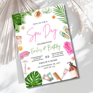 Convites Meninas de Aniversário no Dia de Spa Festa de Mimo