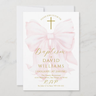 Convites Meninas de Arco Rosa Blush Baptism Digital Elegant