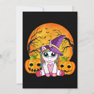 Convites Meninas de Halloween Fofas Unicórnio Bruxo Hallowe