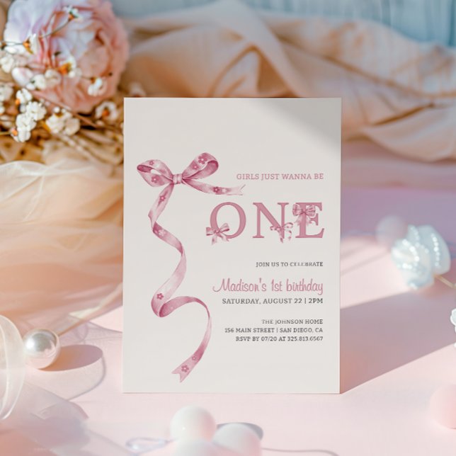 Convites Meninas de Laço Rosa Só Querem Ser Uma Menina de A (Criador carregado)