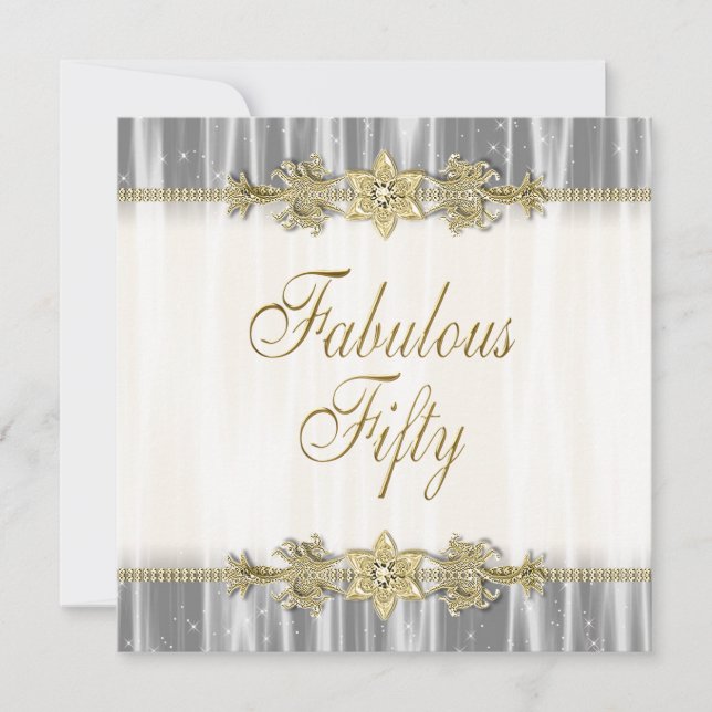 Convites Meninas Douradas e Elegantes 50ª Festa de aniversá (Frente)