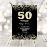 Convites Meninas Douradas pretas, mães, 50ª Festa de aniver<br><div class="desc">A Glitter Dourada Preta Mama Mulheres 50ª Convite de aniversário Belo Convite À Confetti Glitter Dourado. Coleção em Niche e Nest. Design cortesia do Studio Denmark</div>