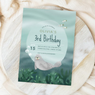 Convites Meninas Encharcadas sob o mar aniversário de 3 ano