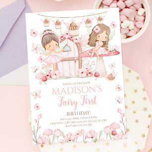 Convites Meninas Fada Jardim Mágico Primeiro Aniversário
