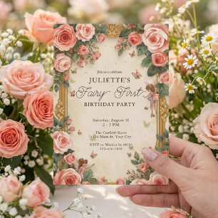 Convites Meninas Fada Primeiro Jardim Mágico Aniversário