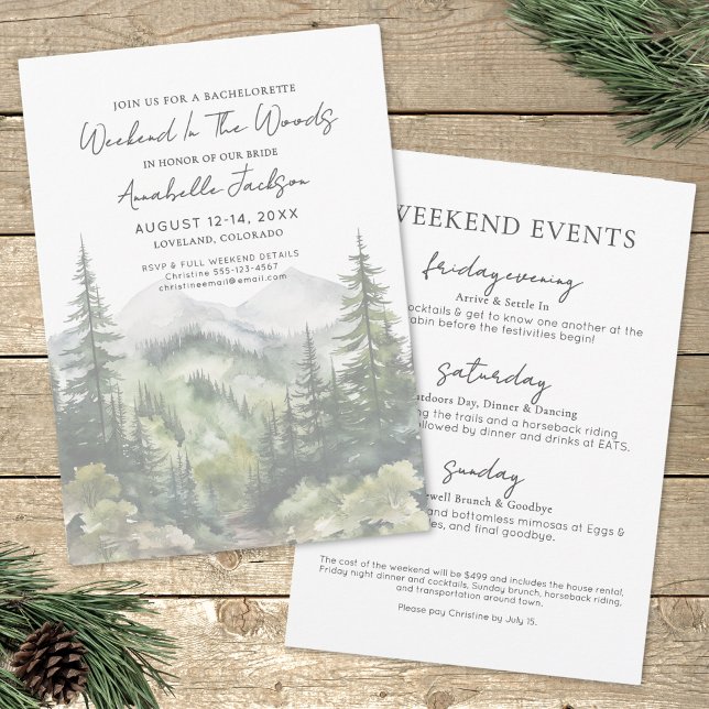 Convites Meninas Fim De Semana Na Bachelorette Woods (Girls Weekend In The Woods Bachelorette Invitation)
