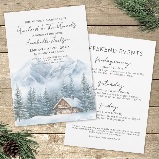 Convites Meninas Fim De Semana Na Festa de solteira (Girls Weekend In The Woods Bachelorette Party Invitation)