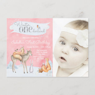 Convites Meninas Floresta de Inverno ONEderland Foto Aniver